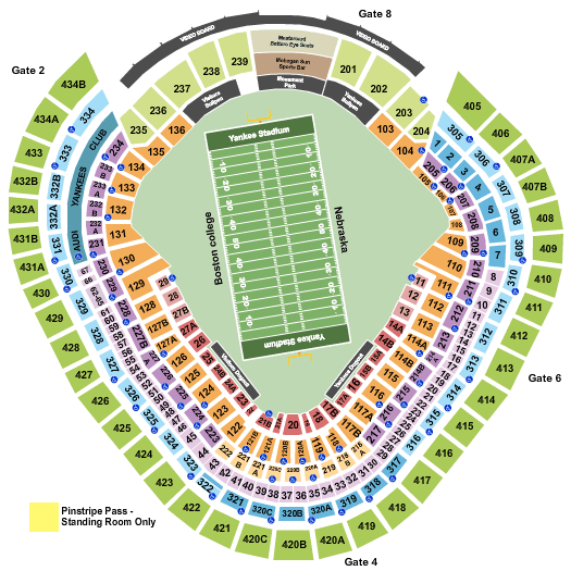 Yankee Stadium Pinstripe Bowl Seating Chart